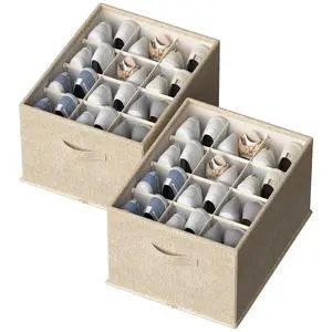 2 Pack Shoe Organizer for Closet,Foldable Shoe Organizer,Fits up to 24 Pairs,Storage Containers With Bottom Support for Shoes 2 Pack Shoe Organizer for Closet,Foldable Shoe Organizer,Fits up to 24 Pairs,Storage Containers With Bottom Support for Shoes