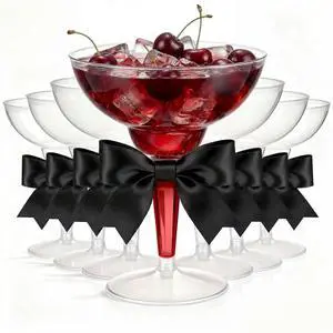 24 Sets 12oz Martini Glasses with Black Color Bows, Clear Plastic Champagne Coupe Glasses Margarita Cocktail Cups for Wedding, Black Bachelorette Party Supplies 24 Sets 12oz Martini Glasses with Black Color Bows, Clear Plastic Champagne Coupe Glasses Margarita Cocktail Cups for Wedding, Black Bachelorette Party Supplies