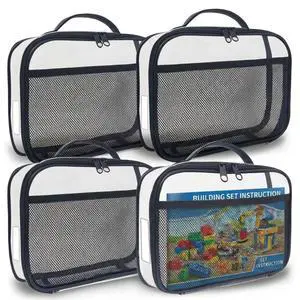 4 Packs PVC Toy Storage Organizer with Zipper, Name Tag & Manual Pocket, Clear Durable Case for Blocks, Clay, Board Games, Travel (Black, Small) 4 Packs PVC Toy Storage Organizer with Zipper, Name Tag & Manual Pocket, Clear Durable Case for Blocks, Clay, Board Games, Travel (Black, Small)