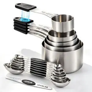 Magnetic Measuring Cups and Spoons Set of 13, Stainless Steel Magnetic Measuring Cups and Spoons Set of 13, Stainless Steel