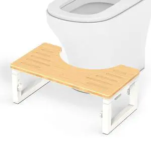 Bamboo Toilet Stool Foldable, 6" and 7" Adjustable Height Squat Stool Potty for Adults, Portable Toilet Potty Stools,Toilet Foot Stool for Bathroom, Improve Squatting Posture, White Bamboo Toilet Stool Foldable, 6" and 7" Adjustable Height Squat Stool Potty for Adults, Portable Toilet Potty Stools,Toilet Foot Stool for Bathroom, Improve Squatting Posture, White