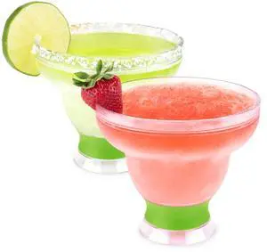 FREEZE Stemless Margarita Glasses, Insulated Plastic Cocktail Glasses for Frozen Drinks, Double Wall Chiller Cups for Beach, Outdoor Party, Home Bar, Margarita Gifts, 12 oz, Set of 2, Green FREEZE Stemless Margarita Glasses, Insulated Plastic Cocktail Glasses for Frozen Drinks, Double Wall Chiller Cups for Beach, Outdoor Party, Home Bar, Margarita Gifts, 12 oz, Set of 2, Green
