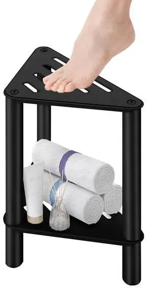 Shower Foot Rest, Shower Stool for Inside Shower, Stainless Steel Waterproof Shower Stool for Shaving Legs - Corner Bathroom Bench Seat with Storage Shelf for Small Shower Spaces Shower Foot Rest, Shower Stool for Inside Shower, Stainless Steel Waterproof Shower Stool for Shaving Legs - Corner Bathroom Bench Seat with Storage Shelf for Small Shower Spaces