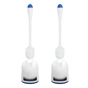 oilet Bowl Brush and Holder, Compact Toilet Brush with Breathable Ventilation Stand Base, Bathroom Cleaning Kit, White, 2 Set oilet Bowl Brush and Holder, Compact Toilet Brush with Breathable Ventilation Stand Base, Bathroom Cleaning Kit, White, 2 Set