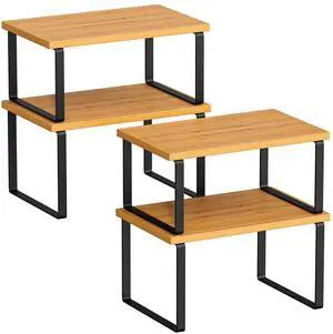 Cabinet Organizer Shelf - 4 Pack Wood Kitchen Organizer, Upgraded Cabinet Organizer Shelf for Kitchen Storage, Countertop, Spice Rack, Stackable, Expandable, Ink Black and Natural Beig Cabinet Organizer Shelf - 4 Pack Wood Kitchen Organizer, Upgraded Cabinet Organizer Shelf for Kitchen Storage, Countertop, Spice Rack, Stackable, Expandable, Ink Black and Natural Beig