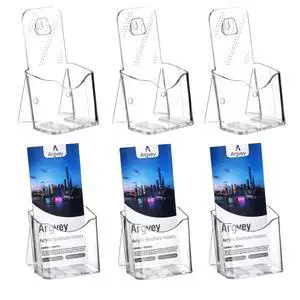 Acrylic Brochure Holder 4x9 Inch, Clear Pamphlet Holder Display Stand for Trifold 4 Inch Flyers, Booklets, Table Signs, Plastic Rack Card Holder for Office, Home, Store, 6 Pack Acrylic Brochure Holder 4x9 Inch, Clear Pamphlet Holder Display Stand for Trifold 4 Inch Flyers, Booklets, Table Signs, Plastic Rack Card Holder for Office, Home, Store, 6 Pack