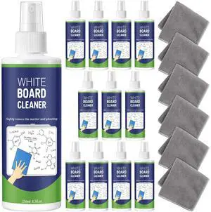 6 Pack Non-Toxic White Board Cleaner Spray, 8.5oz Dry Erase Board Cleaner with 6 Microfiber Cloths, Removes Marker Ghosting and Stains for School, Office and Home Use 6 Pack Non-Toxic White Board Cleaner Spray, 8.5oz Dry Erase Board Cleaner with 6 Microfiber Cloths, Removes Marker Ghosting and Stains for School, Office and Home Use
