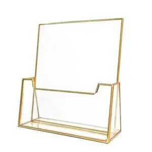 Gold Glass Brochure Holder 8.5 x 11 Business Pamphlets Booklets Holder Flyer Trifold Display Stand for Office Tabletop CountertopTrade Show Exhibitions Magazines Menu Journals Literatures Gold Glass Brochure Holder 8.5 x 11 Business Pamphlets Booklets Holder Flyer Trifold Display Stand for Office Tabletop CountertopTrade Show Exhibitions Magazines Menu Journals Literatures