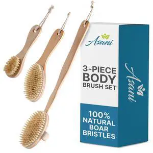 Dry Brushing Body Brush Set for Lymphatic Drainage & Cellulite - 3-Pcs Detachable Back, Contour Body & Face Brushes Organic Gift for Dry Skin, Exfoliation, Invigorating Showers Dry Brushing Body Brush Set for Lymphatic Drainage & Cellulite - 3-Pcs Detachable Back, Contour Body & Face Brushes Organic Gift for Dry Skin, Exfoliation, Invigorating Showers