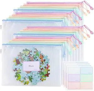 20pcs Mesh Zipper Pouch Bags File Puzzle Storage Bags, A4 Zipper Bags for Organizing Storage, Waterproof Zipper Pouches with Label Pocket, Board Games and Office Supplies (Macaroon Colors) 20pcs Mesh Zipper Pouch Bags File Puzzle Storage Bags, A4 Zipper Bags for Organizing Storage, Waterproof Zipper Pouches with Label Pocket, Board Games and Office Supplies (Macaroon Colors)