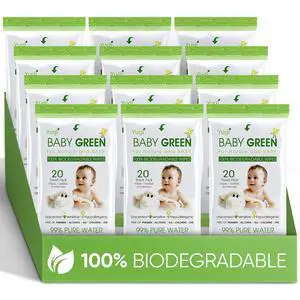Unscented compostable Organic Biodegradable Travel Pack (12 Packs of 20) 240 for Sensitive Skin Unscented compostable Organic Biodegradable Travel Pack (12 Packs of 20) 240 for Sensitive Skin