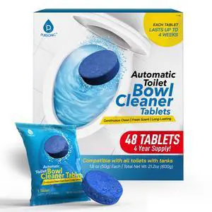 Automatic Toilet Bowl Cleaner 48 Tablets 4 Year Supply - Blue Gel Toilet Tank Cleaners, Long-Lasting - Septic-Safe Hard Water Ring Stain Remover, Smell Eliminator Deodorizer, Fresh Scent Automatic Toilet Bowl Cleaner 48 Tablets 4 Year Supply - Blue Gel Toilet Tank Cleaners, Long-Lasting - Septic-Safe Hard Water Ring Stain Remover, Smell Eliminator Deodorizer, Fresh Scent
