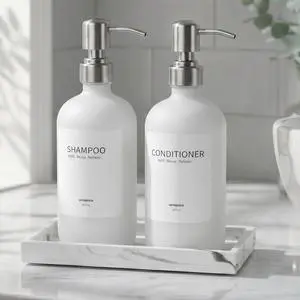 White Glass Dish Soap Dispenser Set for Kitchen, Hand and Dish Soap Dispenser with Stainless Steel Pump & Resin Tray, Perfect for Kitchen,Hotel Rental-Modern Soap Dispenser for Bathroom White Glass Dish Soap Dispenser Set for Kitchen, Hand and Dish Soap Dispenser with Stainless Steel Pump & Resin Tray, Perfect for Kitchen,Hotel Rental-Modern Soap Dispenser for Bathroom