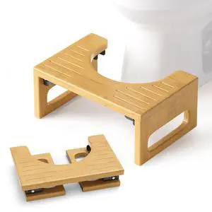 Squatting Potty Stool, Foldable Toilet Stool for Adult, Bamboo Poop Stool, Foot Step Stool Squat, Pooping Stools with Anti-Slip Strip for Bathroom, Natural Color, 7'' Squatting Potty Stool, Foldable Toilet Stool for Adult, Bamboo Poop Stool, Foot Step Stool Squat, Pooping Stools with Anti-Slip Strip for Bathroom, Natural Color, 7''