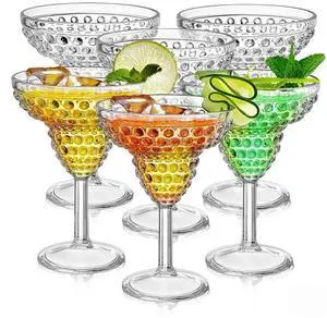 6 Pack Plastic Margarita Glasses, 11oz Stemmed Cocktail Glasses, Reusable Shatterproof Margarita Glasses, Unique Bar Glasses for Martini, Frozen Daiquiri, Tropical Summer Parties 6 Pack Plastic Margarita Glasses, 11oz Stemmed Cocktail Glasses, Reusable Shatterproof Margarita Glasses, Unique Bar Glasses for Martini, Frozen Daiquiri, Tropical Summer Parties