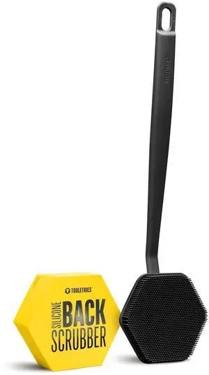 Silicone Back Scrubber for Shower, Exfoliating Body & Bath Brush, Long Ergonomic Handle, Non-Slip Grip for Hard-to-Reach Areas, Hygienic Silicone Bath Accessory for Men & Women - Charcoal Silicone Back Scrubber for Shower, Exfoliating Body & Bath Brush, Long Ergonomic Handle, Non-Slip Grip for Hard-to-Reach Areas, Hygienic Silicone Bath Accessory for Men & Women - Charcoal