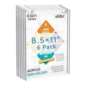 6 Pack Acrylic Wall Sign Holder 8.5x11 Vertical, Clear Plastic Picture Frame, Wall Mounted Design, Support No Drilling(Provide 3M Tape and Screws) 6 Pack Acrylic Wall Sign Holder 8.5x11 Vertical, Clear Plastic Picture Frame, Wall Mounted Design, Support No Drilling(Provide 3M Tape and Screws)