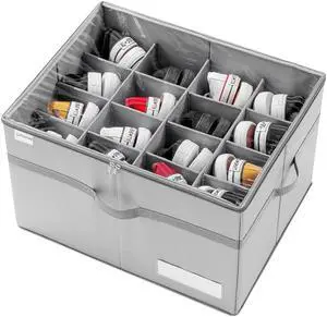 Shoe Organizer for Closet, Fits 16 Pairs, Large Shoe Box Storage Containers, Clear Foldable Shoe Storage Bins w/Bottom Support, Space Saving Shoes Holder w/Reinforced Handles, Gray Shoe Organizer for Closet, Fits 16 Pairs, Large Shoe Box Storage Containers, Clear Foldable Shoe Storage Bins w/Bottom Support, Space Saving Shoes Holder w/Reinforced Handles, Gray