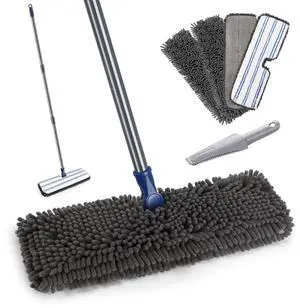 Dual Sided Flip Mop, Wet Dry Microfiber Dust Mop with 4 Pads & Scraper, 360° Swivel for Hardwood, Laminate, Tile, Pet Hair Cleaning Dual Sided Flip Mop, Wet Dry Microfiber Dust Mop with 4 Pads & Scraper, 360° Swivel for Hardwood, Laminate, Tile, Pet Hair Cleaning
