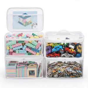 Clear Toy Storage Bags with Handle, 4 Pack Playroom Storage Organizer Bins Kids Toys, Board Games, Busy Bags, and Homeschool Supplies Transparent PVC with Reinforced Base(White, Small) Clear Toy Storage Bags with Handle, 4 Pack Playroom Storage Organizer Bins Kids Toys, Board Games, Busy Bags, and Homeschool Supplies Transparent PVC with Reinforced Base(White, Small)