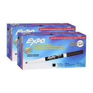 86001 Low Odor Dry Erase Marker, Black; Fine Tip, Quick-Drying Ink, 2 Packs of 12 Markers, 24 Markers Total 86001 Low Odor Dry Erase Marker, Black; Fine Tip, Quick-Drying Ink, 2 Packs of 12 Markers, 24 Markers Total