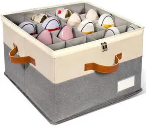 1 Pack Shoe Organizer for Closet, Adjustable Shoe Box Storage Containers, Large Foldable Shoe Bins with Clear Cover, Space Saving Shoes Holder with 4 Handles, Fits 8-16 Pairs, Beige 1 Pack Shoe Organizer for Closet, Adjustable Shoe Box Storage Containers, Large Foldable Shoe Bins with Clear Cover, Space Saving Shoes Holder with 4 Handles, Fits 8-16 Pairs, Beige
