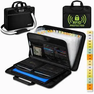 Accordion File Organizer Fireproof, Water-Resistant Document Bag-13 Pocket File Folder-RFID Pocket,Labels,Combination Lock,Reflective Shoulder Strap-Important Document Folder-Home,Office,Travel Accordion File Organizer Fireproof, Water-Resistant Document Bag-13 Pocket File Folder-RFID Pocket,Labels,Combination Lock,Reflective Shoulder Strap-Important Document Folder-Home,Office,Travel