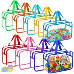 9 Packs 9 Colors Waterproof Toy Storage Bags, 11.8x8.7x4In Large Clear PVC Toy Organizer Bag with Labels, Dual Zippers and Portable Handheld Design, Board Game Storage for Building Blocks 9 Packs 9 Colors Waterproof Toy Storage Bags, 11.8x8.7x4In Large Clear PVC Toy Organizer Bag with Labels, Dual Zippers and Portable Handheld Design, Board Game Storage for Building Blocks