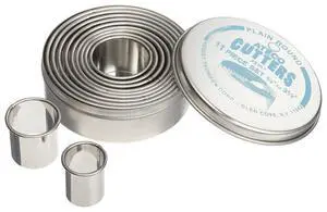 Plain Edge Round Cutters in Graduated Sizes, Stainless Steel, 11 Pc Set Plain Edge Round Cutters in Graduated Sizes, Stainless Steel, 11 Pc Set