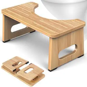 Foldable Toilet Stool, 7 Inch Poop Stool for Bathroom, Bamboo Toilet Potty Squat Adults, Dual Anti-Slip Potty Step Stool for Pooping, Improve Squatting Posture and Comfort Seniors, Natural Foldable Toilet Stool, 7 Inch Poop Stool for Bathroom, Bamboo Toilet Potty Squat Adults, Dual Anti-Slip Potty Step Stool for Pooping, Improve Squatting Posture and Comfort Seniors, Natural