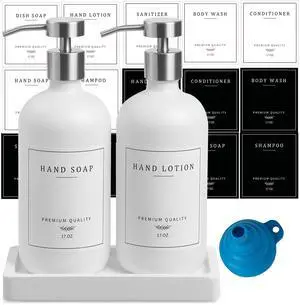 Dispenser Bathroom - Kitchen Dish Hand Soap Dispenser Set, Liquid Soap Lotion Dispenser with Tray, Hand Soap and Lotion Dispenser, White Bottle/Silver Pump-pd Dispenser Bathroom - Kitchen Dish Hand Soap Dispenser Set, Liquid Soap Lotion Dispenser with Tray, Hand Soap and Lotion Dispenser, White Bottle/Silver Pump-pd