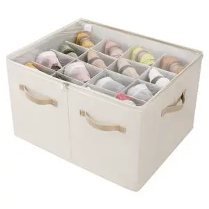 Shoe Organizer for Closet, Foldable Shoe Box with Adjustable Dividers and Clear Cover, Space Saving Shoe Storage Organizer Cabinet with Reinforced Handles, Fits 16 Pairs, Beige TP09Y Shoe Organizer for Closet, Foldable Shoe Box with Adjustable Dividers and Clear Cover, Space Saving Shoe Storage Organizer Cabinet with Reinforced Handles, Fits 16 Pairs, Beige TP09Y