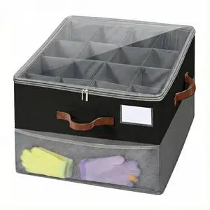 Shoe Organizer for Closet, Foldable Shoe Rack with Clear Cover, Adjustable Dividers for 16 Pairs, Storage Cubby for Wardrobe, Grey & Black Shoe Organizer for Closet, Foldable Shoe Rack with Clear Cover, Adjustable Dividers for 16 Pairs, Storage Cubby for Wardrobe, Grey & Black