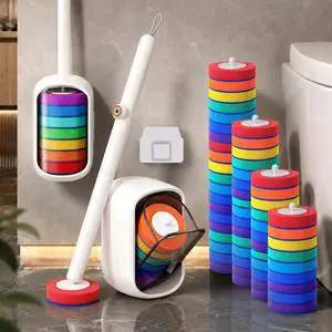 Disposable Toilet Brush, Wall Mounted Toilet Bowl Brush with 35 Colorful Refills, Toilet Bowl Brush with Storage Box for Deep Bathroom Toilet Cleaning (1 Handle + 35 Colorful Refills). Disposable Toilet Brush, Wall Mounted Toilet Bowl Brush with 35 Colorful Refills, Toilet Bowl Brush with Storage Box for Deep Bathroom Toilet Cleaning (1 Handle + 35 Colorful Refills).