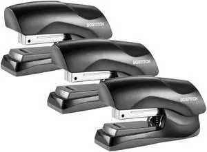 Office Heavy Duty Stapler, 40 Sheet Capacity, No Jam, Half Strip, Fits into the Palm of Your Hand, For Classroom, Office or Desk, Black, 3-Pack Office Heavy Duty Stapler, 40 Sheet Capacity, No Jam, Half Strip, Fits into the Palm of Your Hand, For Classroom, Office or Desk, Black, 3-Pack