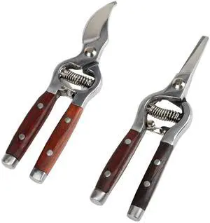 2 Pack Garden Pruning Shears for Gardening, Wood Steel Handle Bypass Pruning Shears for Gardening, Curved Straight Garden Shears, Gardening Tools for Plants Flowers Light Branches 2 Pack Garden Pruning Shears for Gardening, Wood Steel Handle Bypass Pruning Shears for Gardening, Curved Straight Garden Shears, Gardening Tools for Plants Flowers Light Branches