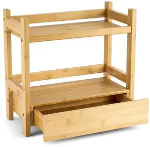 2-Tier Bamboo Countertop Shelf with Hidden Drawer for Vanity, Matcha Shelf, Bathroom Storage Cabinet, Under Sink Organizer, Bathroom Storage, Matcha Station Shelf (13Lx6.5Wx12.6H) 2-Tier Bamboo Countertop Shelf with Hidden Drawer for Vanity, Matcha Shelf, Bathroom Storage Cabinet, Under Sink Organizer, Bathroom Storage, Matcha Station Shelf (13Lx6.5Wx12.6H)