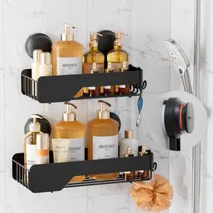 Shower Caddy Visual Safety Suction Cup, Stainless Steel Rustproof Shower Shelves, No Drilling Wall Mounted Basket, Upgraded Removable Bathroom Organizers & Home Decor, 2 Pack,Black Shower Caddy Visual Safety Suction Cup, Stainless Steel Rustproof Shower Shelves, No Drilling Wall Mounted Basket, Upgraded Removable Bathroom Organizers & Home Decor, 2 Pack,Black