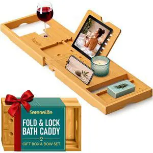 Premium Bathtub Tray Caddy, Expandable Bath Tray, Unique House Warming Gifts, Gift for Mom, Women, New Home, Wedding, Anniversary, Bridal Shower, Universal Fit for All Tub Premium Bathtub Tray Caddy, Expandable Bath Tray, Unique House Warming Gifts, Gift for Mom, Women, New Home, Wedding, Anniversary, Bridal Shower, Universal Fit for All Tub
