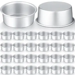 24 Pack Small 4 Inch Cake Pan Aluminum Mini Round Cake Baking Pans Tins Set with 100 Pcs Parchment Paper Rounds Non Toxic Healthy Leakproof Easy Clean Mirror Finish Dishwasher Safe 24 Pack Small 4 Inch Cake Pan Aluminum Mini Round Cake Baking Pans Tins Set with 100 Pcs Parchment Paper Rounds Non Toxic Healthy Leakproof Easy Clean Mirror Finish Dishwasher Safe