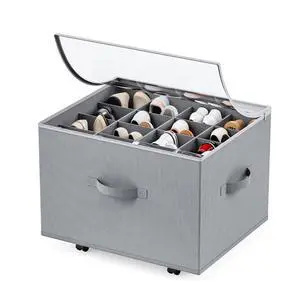 Shoe Organizer for Closet, Shoe Storage Organizer with Wheels, Foldable Shoe Storage Box with Adjustable Dividers and Clear Cover, Reinforced Handles, Fits up to 16 Pairs, Gray Shoe Organizer for Closet, Shoe Storage Organizer with Wheels, Foldable Shoe Storage Box with Adjustable Dividers and Clear Cover, Reinforced Handles, Fits up to 16 Pairs, Gray