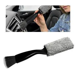 Double Head Brush for Car Clean, 2 in 1 Soft Bristles Auto Interior Duster Portable Detailing Brushes, Double-Ended Vehicle Interior Crevice Brush for Air Vents & Dashboard Screen (Black) Double Head Brush for Car Clean, 2 in 1 Soft Bristles Auto Interior Duster Portable Detailing Brushes, Double-Ended Vehicle Interior Crevice Brush for Air Vents & Dashboard Screen (Black)