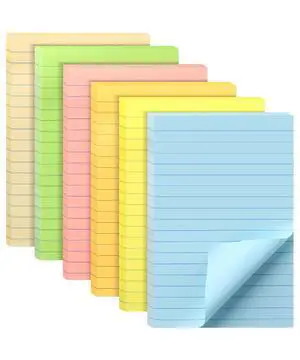 Lined Sticky Notes, 4" x 6", 6 Pads, 45 Sheets/Pad Lined Sticky Notes, 4" x 6", 6 Pads, 45 Sheets/Pad