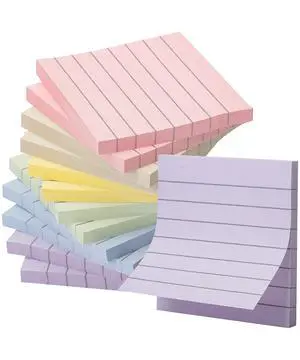 Lined Sticky Notes, 3" x 3", 6 Pads, 45 Sheets/Pad Lined Sticky Notes, 3" x 3", 6 Pads, 45 Sheets/Pad
