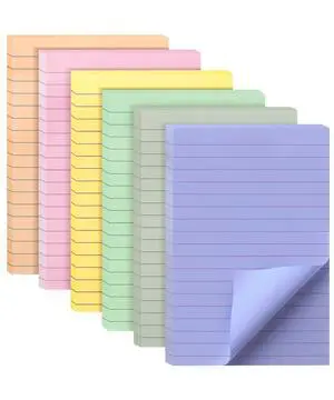 Lined Sticky Notes, 4" x 6", 6 Pads, 45 Sheets/Pad Lined Sticky Notes, 4" x 6", 6 Pads, 45 Sheets/Pad
