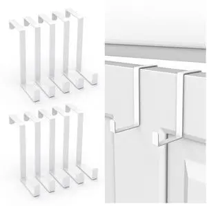 Over The Door Hooks 10 Pack, Z-Shaped Door Hanger Hook Fits The 1 3/8" and 1 3/4" Door Widths, Reversible Metal Door Hooks for Hanging Clothes, Coats, Towels, Shoe Organizers (White) Over The Door Hooks 10 Pack, Z-Shaped Door Hanger Hook Fits The 1 3/8" and 1 3/4" Door Widths, Reversible Metal Door Hooks for Hanging Clothes, Coats, Towels, Shoe Organizers (White)