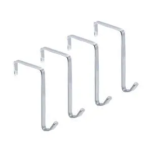 Over-The-Door Single Hanger Hook, Durable Metal Organizer for Hanging Coat Towel Bag Robe, Back of Bathroom and More (Silver, Single 4 Pack) Over-The-Door Single Hanger Hook, Durable Metal Organizer for Hanging Coat Towel Bag Robe, Back of Bathroom and More (Silver, Single 4 Pack)