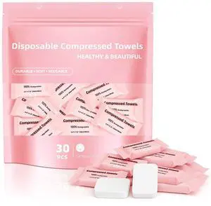 Disposable Compressed Face Towels, Ultra Soft Large Size Compressed Towel Tablets Portable Washcloth Reusable for Travel Camping Hiking Outdoor Sports Beauty Salon (30Pcs) Disposable Compressed Face Towels, Ultra Soft Large Size Compressed Towel Tablets Portable Washcloth Reusable for Travel Camping Hiking Outdoor Sports Beauty Salon (30Pcs)