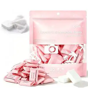 Compressed Towel Tablets, Individually Packaged Disposable Face Towels, Soft Portable Cotton Coin Tissues for Travel, Home, Outdoor & Makeup Removal (30 PCS) Compressed Towel Tablets, Individually Packaged Disposable Face Towels, Soft Portable Cotton Coin Tissues for Travel, Home, Outdoor & Makeup Removal (30 PCS)