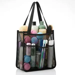 Mesh Shower Caddy Portable, Hanging Shower Bag for College Dorm Room Essentials, Quick Dry Toiletry Organizer for Travel, Gym, Camping, 4 Pockets, Black Mesh Shower Caddy Portable, Hanging Shower Bag for College Dorm Room Essentials, Quick Dry Toiletry Organizer for Travel, Gym, Camping, 4 Pockets, Black